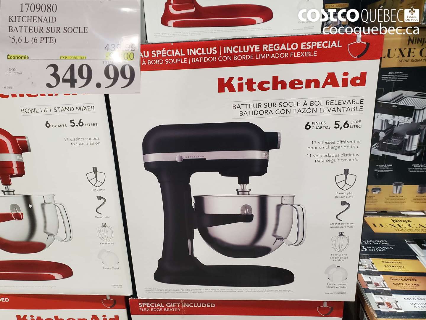 1709080 KITCHENAID BATTEUR SUR SOCLE ($89.00 INSTANT SAVINGS EXPIRES ON 2026-10-11) $349.99