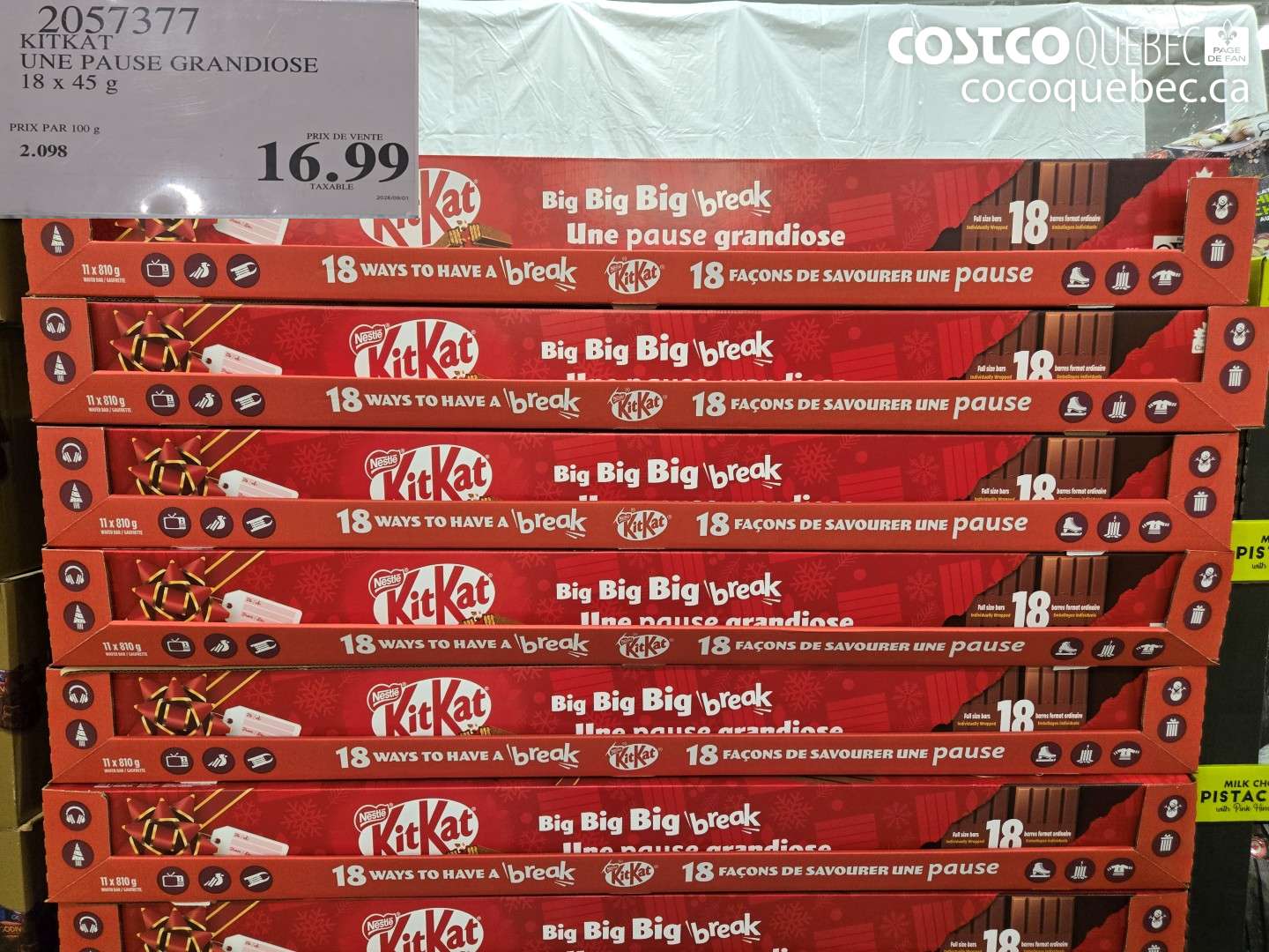 2057377 KITKAT UNE PAUSE GRANDIOSE 18 X 45 G $16.99