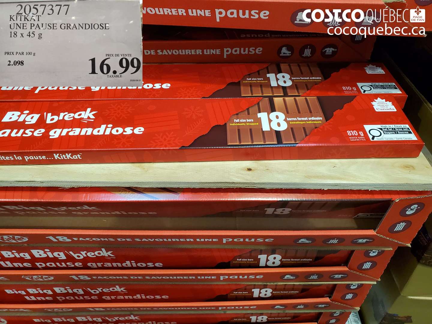 2057377 KITKAT UNE PAUSE GRANDIOSE 18 X 45 G $16.99
