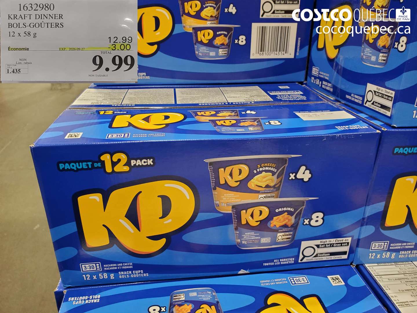 1632980 KRAFT DINNER BOLS-GOÛTERS ($3.00 INSTANT SAVINGS EXPIRES ON 2026-09-27) $9.99