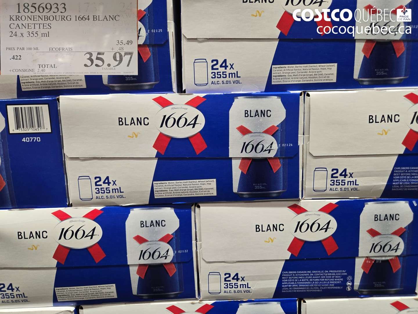 1856933 KRONENBOURG 1664 BLANC CANETTES $35.97