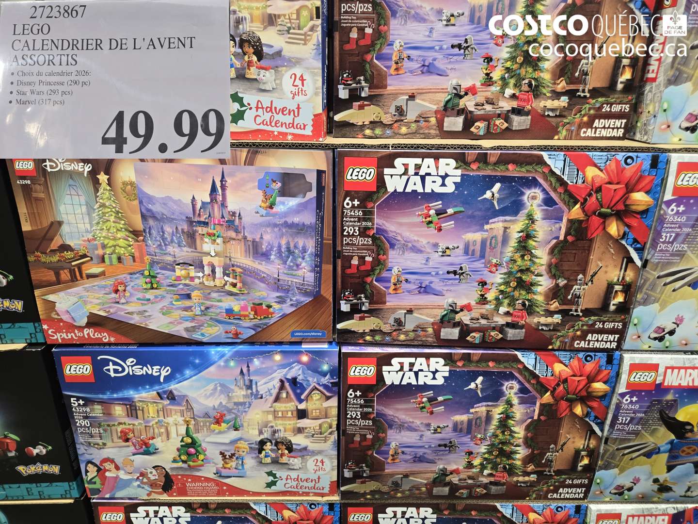 2723867 LEGO CALENDRIER DE L'AVENT ASSORTIS $49.99