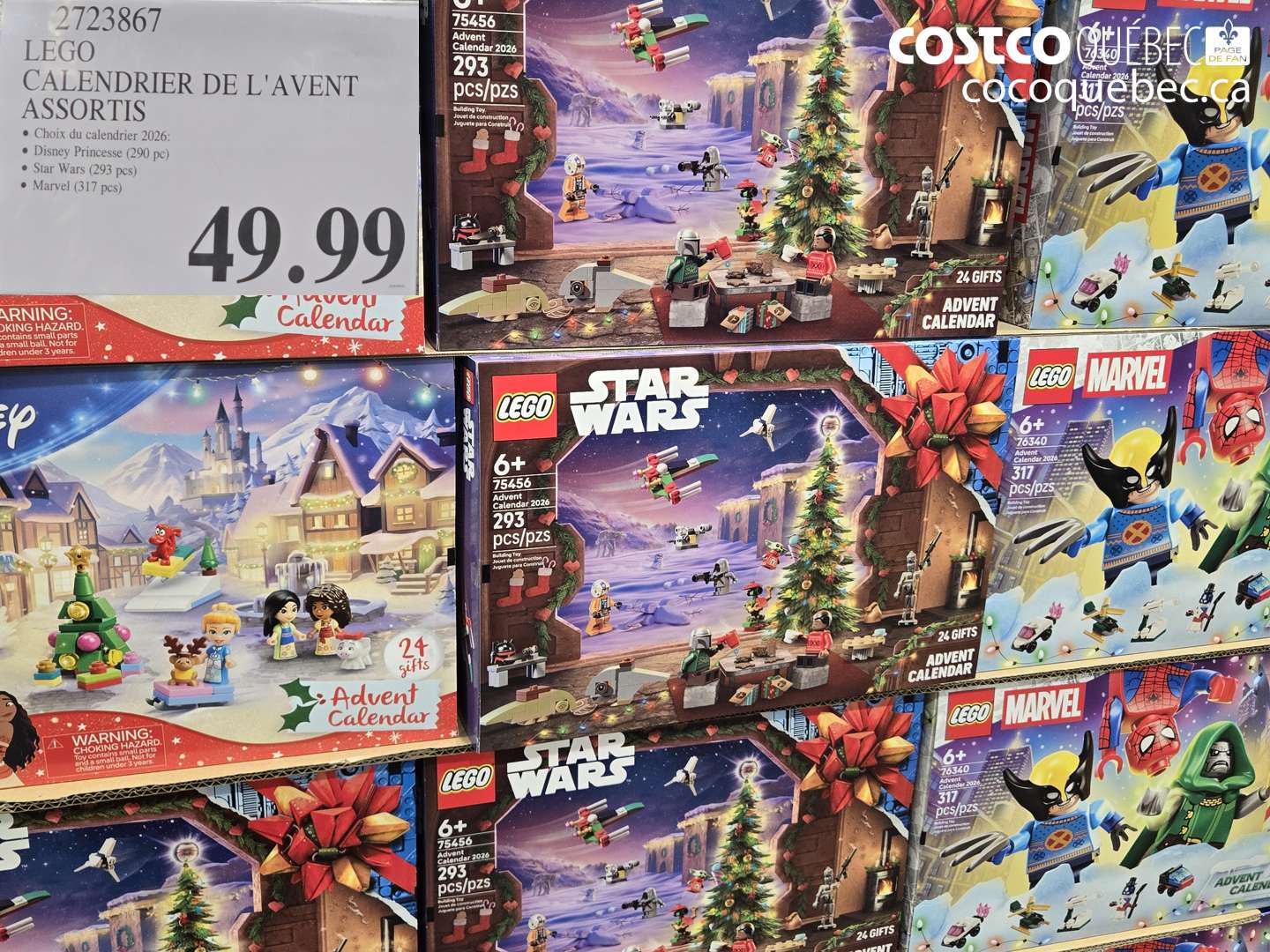 2723867 LEGO CALENDRIER DE L'AVENT ASSORTIS $49.99