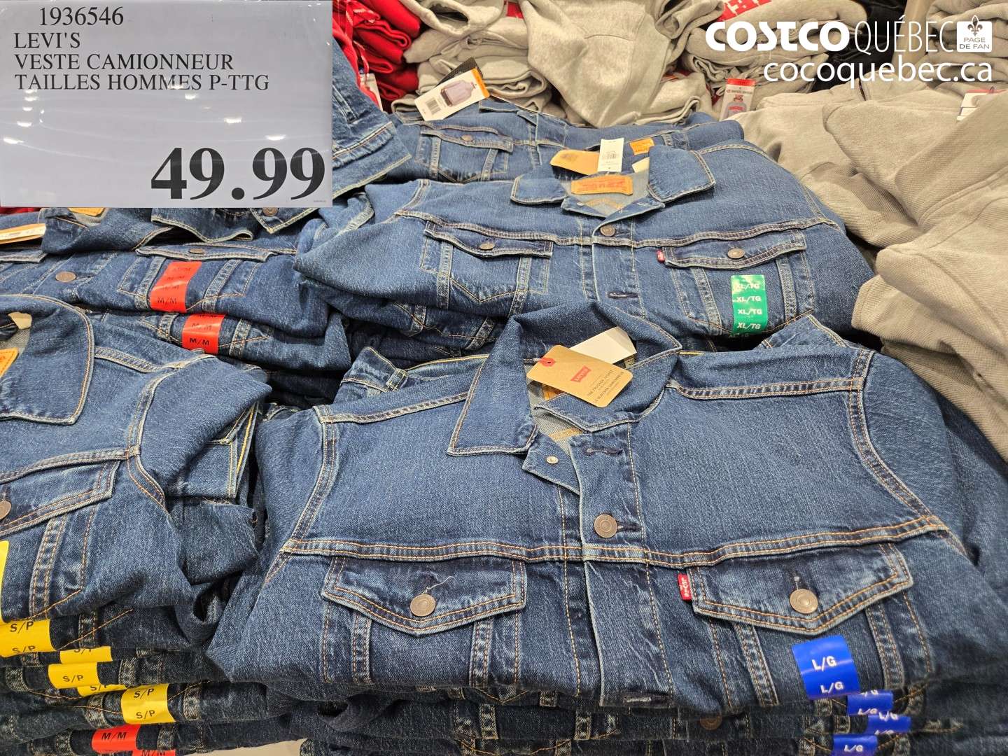 1936546 LEVI'S VESTE CAMIONNEUR TAILLES HOMMES P-TTG $49.99