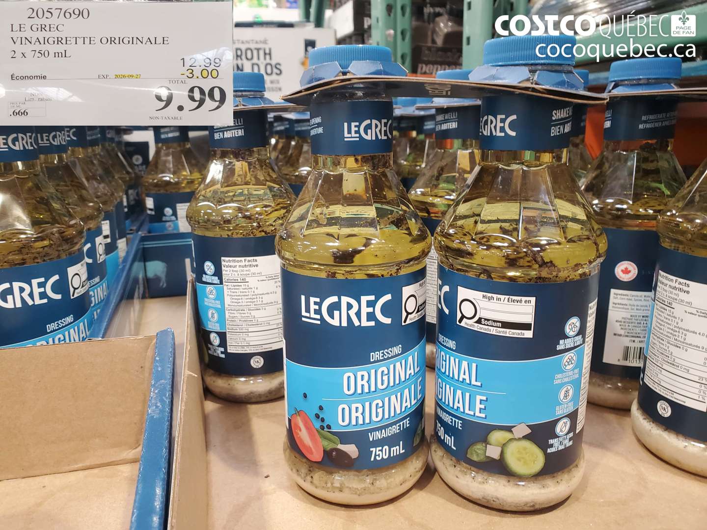 2057690 LE GREC VINAIGRETTE ORIGINALE 2 X 750 ML ($3.00 INSTANT SAVINGS EXPIRES ON 2026-09-27) $9.99