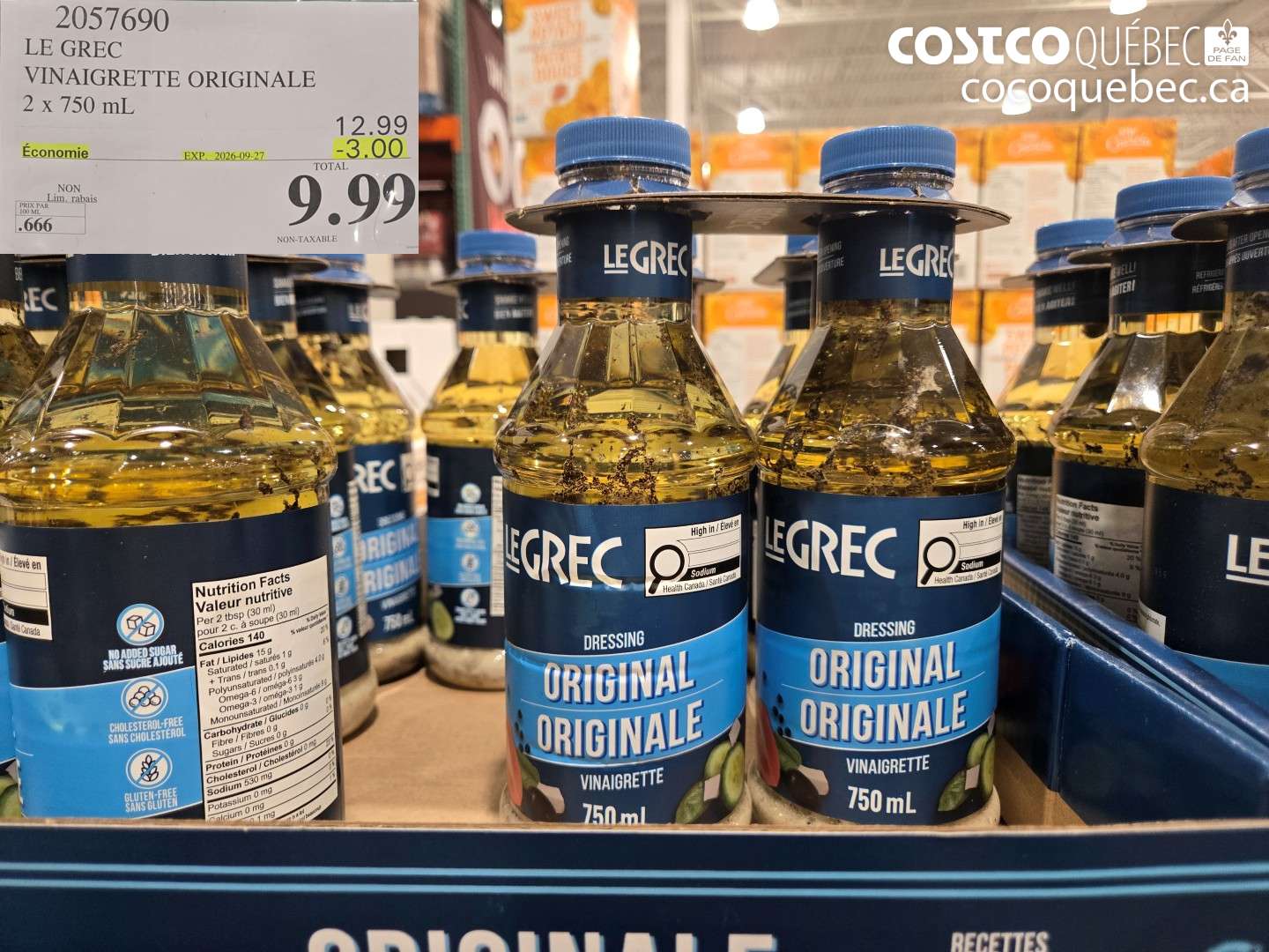 2057690 LE GREC VINAIGRETTE ORIGINALE 2 X 750 ML ($3.00 INSTANT SAVINGS EXPIRES ON 2026-09-27) $9.99