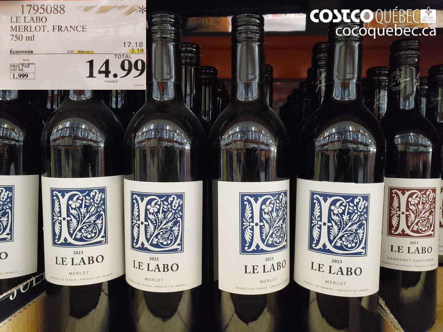 1795088 LE LABO MERLOT, FRANCE ($2.19 INSTANT SAVINGS EXPIRES ON 2026-10-11) $14.99