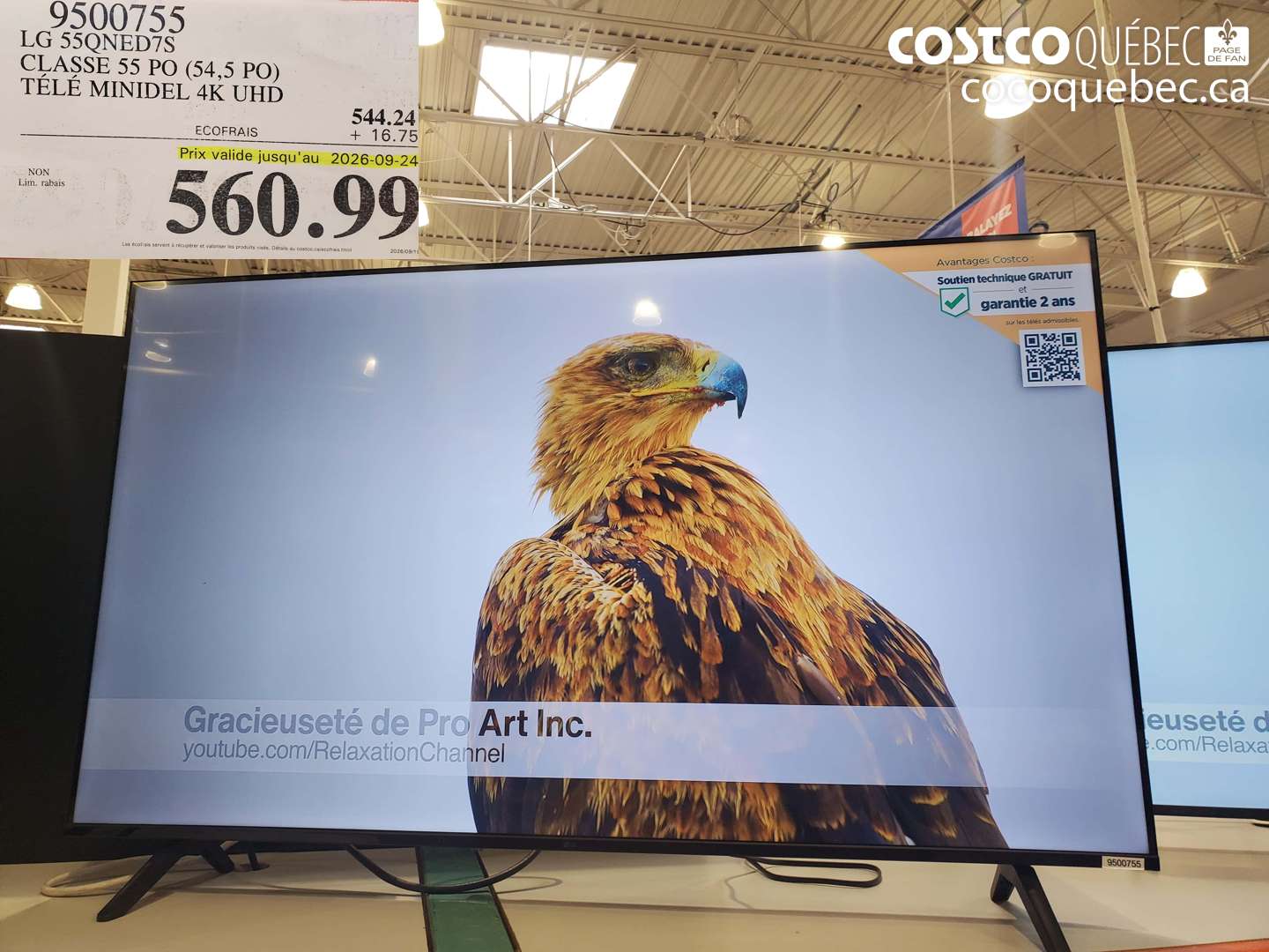 9500755 LG 55QNED7S CLASSE 55 PO (54.5 PO) TÉLÉ MINIDEL 4K UHD (EXPIRES ON 2026-09-24) $560.99