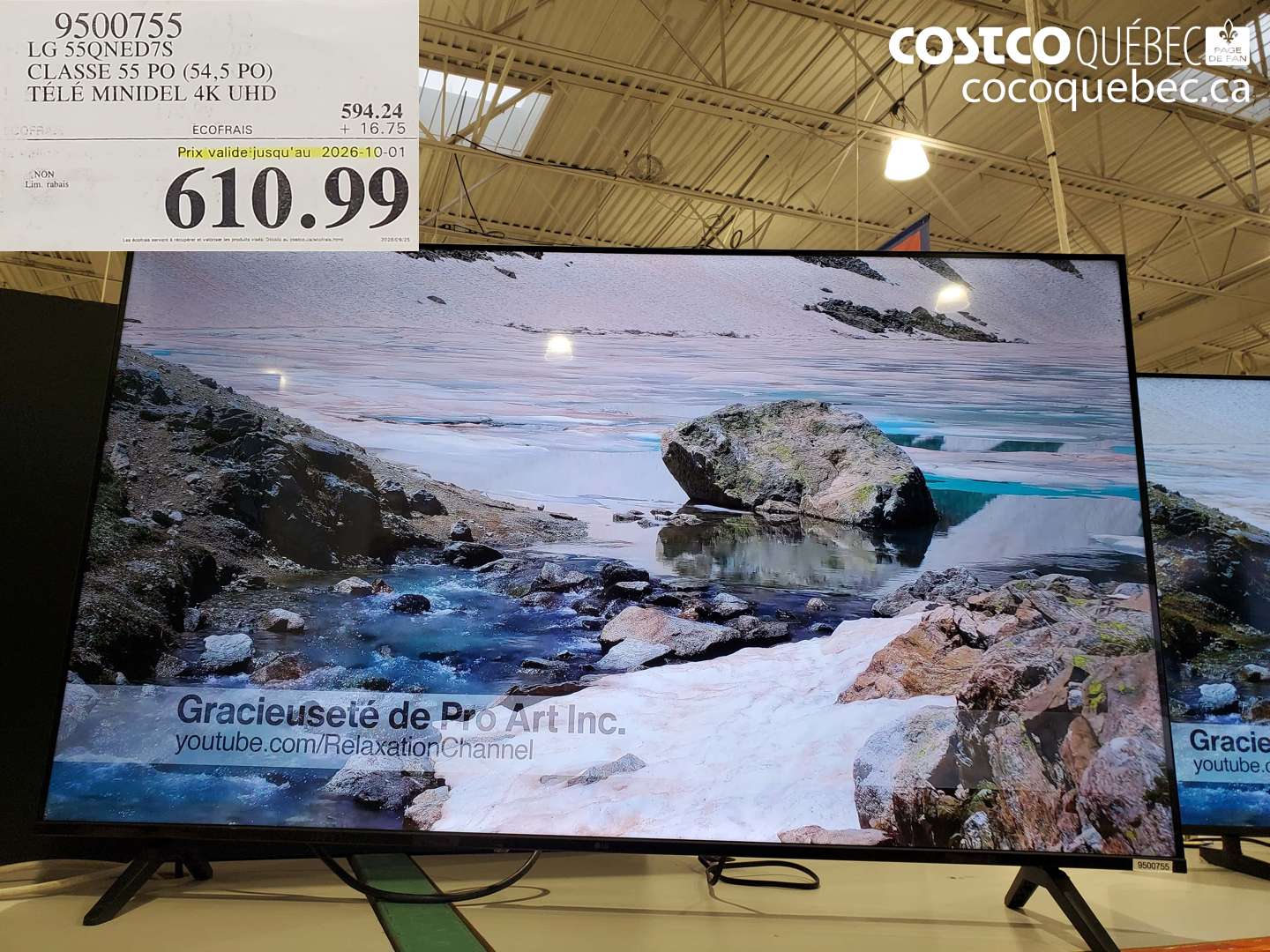 9500755 LG 55QNED7S CLASSE 55 PO (54.5 PO) TÉLÉ MINIDEL 4K UHD (EXPIRES ON 2026-10-01) $610.99