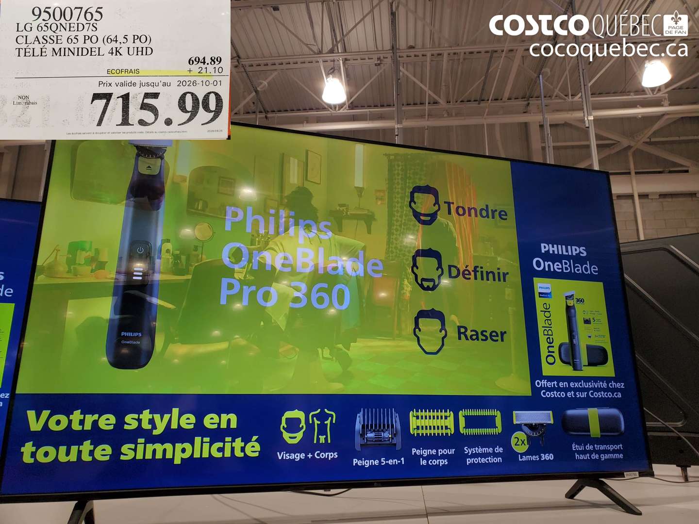9500765 LG 65QNED7S CLASSE 65 PO (64.5 PO) TÉLÉ MINIDEL 4K UHD (EXPIRES ON 2026-10-01) $715.99