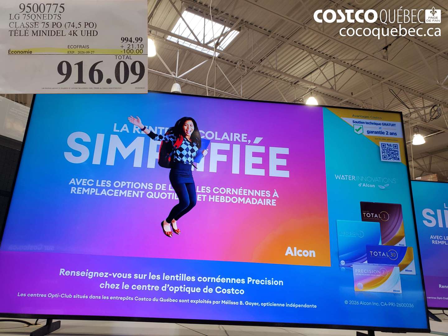 9500775 LG 75QNED7S CLASSE 75 PO (74.5 PO) TÉLÉ MINIDEL 4K UHD ($100.00 INSTANT SAVINGS EXPIRES ON 2026-09-27) $916.09