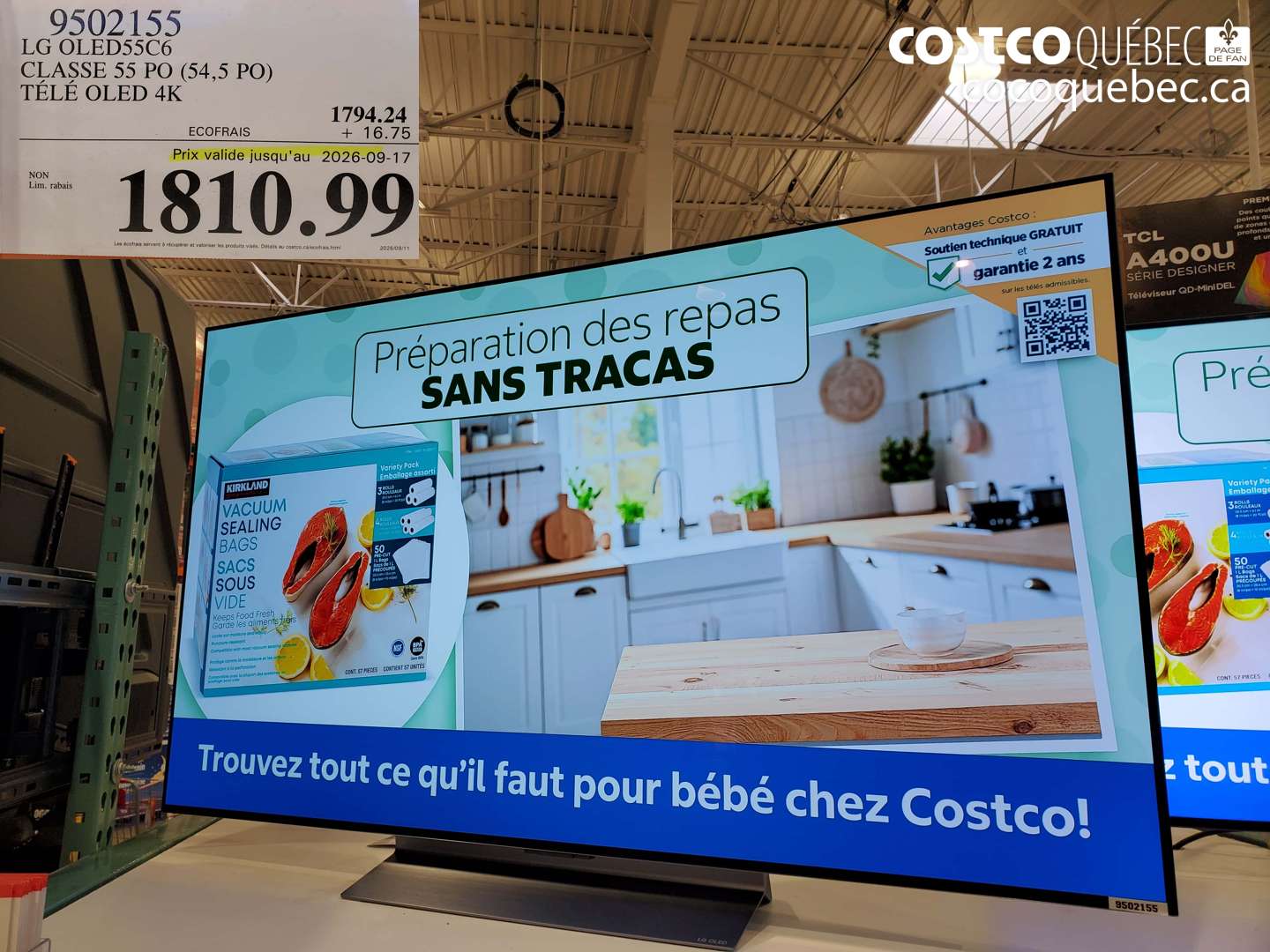9502155 LG OLED55C6 CLASSE 55 PO (54.5 PO) TÉLÉ OLED 4K (EXPIRES ON 2026-09-17) $1810.99