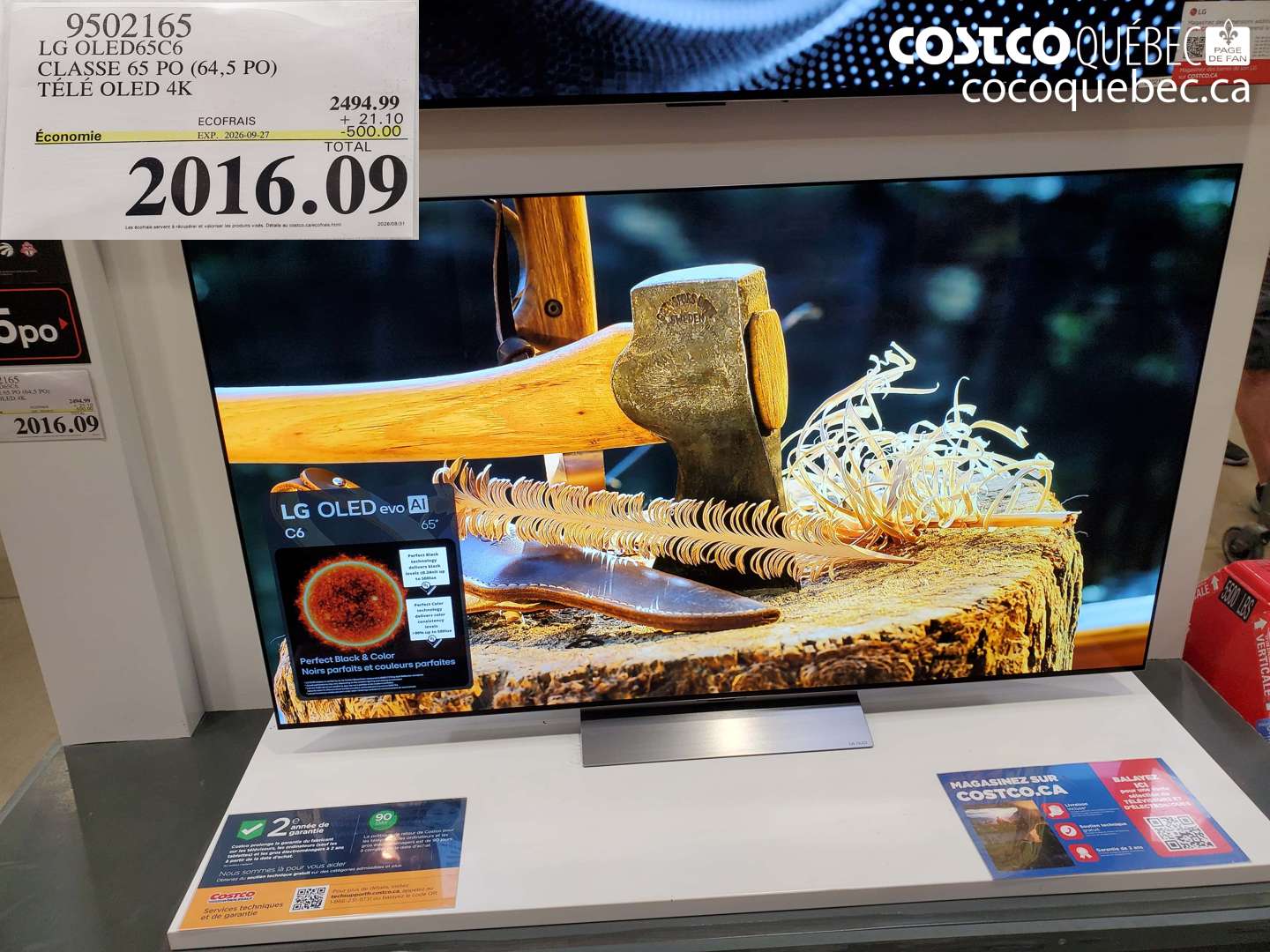 9502165 LG OLED65C6 CLASSE 65 PO (64.5 PO) TÉLÉ OLED 4K ($500.00 INSTANT SAVINGS EXPIRES ON 2026-09-27) $2016.09
