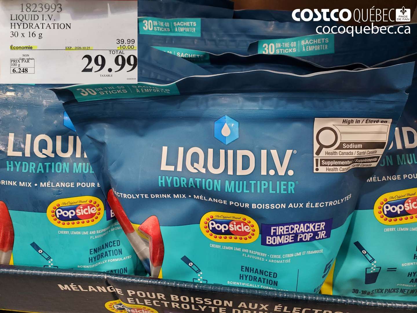 1823993 LIQUID I.V. HYDRATATION ($10.00 INSTANT SAVINGS EXPIRES ON 2026-10-25) $29.99