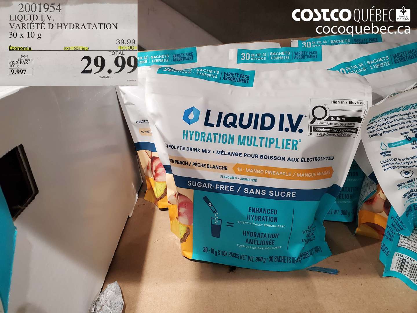 2001954 LIQUID I.V. VARIÉTÉ D'HYDRATATION ($10.00 INSTANT SAVINGS EXPIRES ON 2026-10-25) $29.99