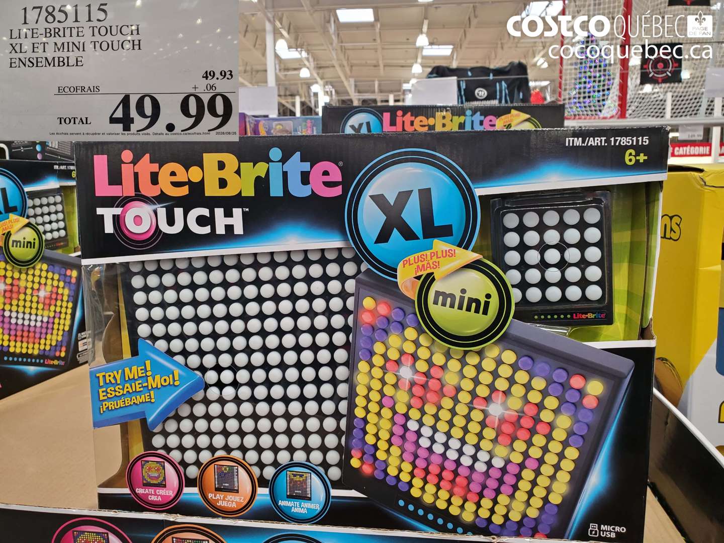 1785115 LITE-BRITE TOUCH XL ET MINI TOUCH ENSEMBLE $49.99