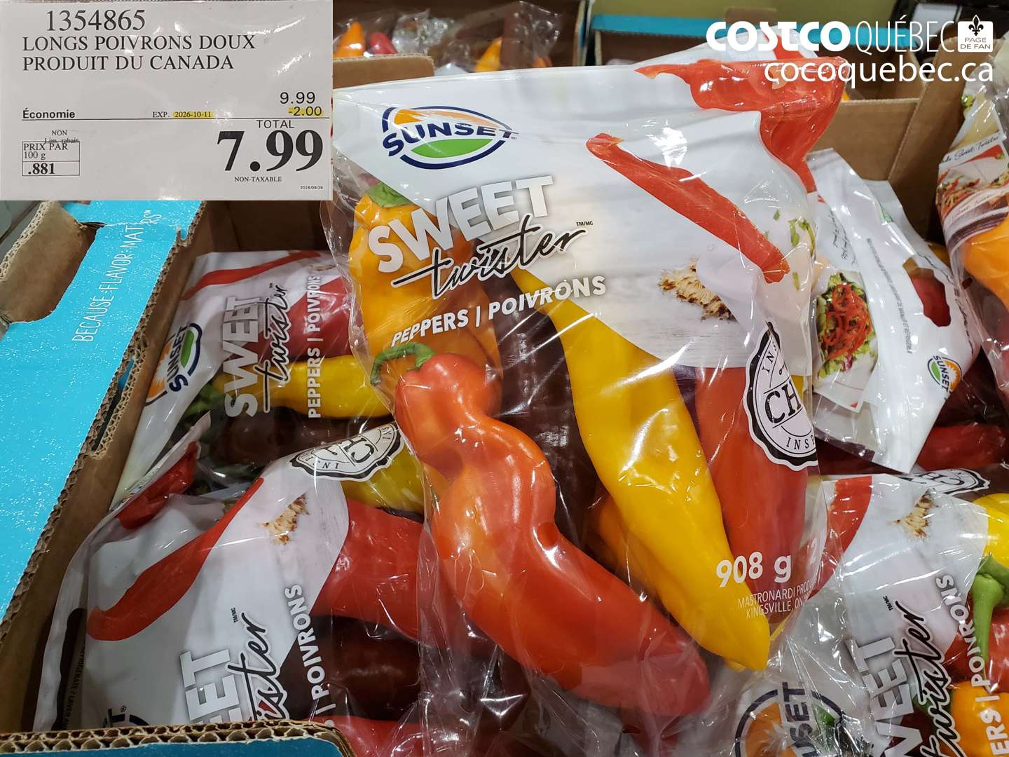 1354865 LONGS POIVRONS DOUX PRODUIT DU CANADA ($2.00 INSTANT SAVINGS EXPIRES ON 2026-10-11) $7.99