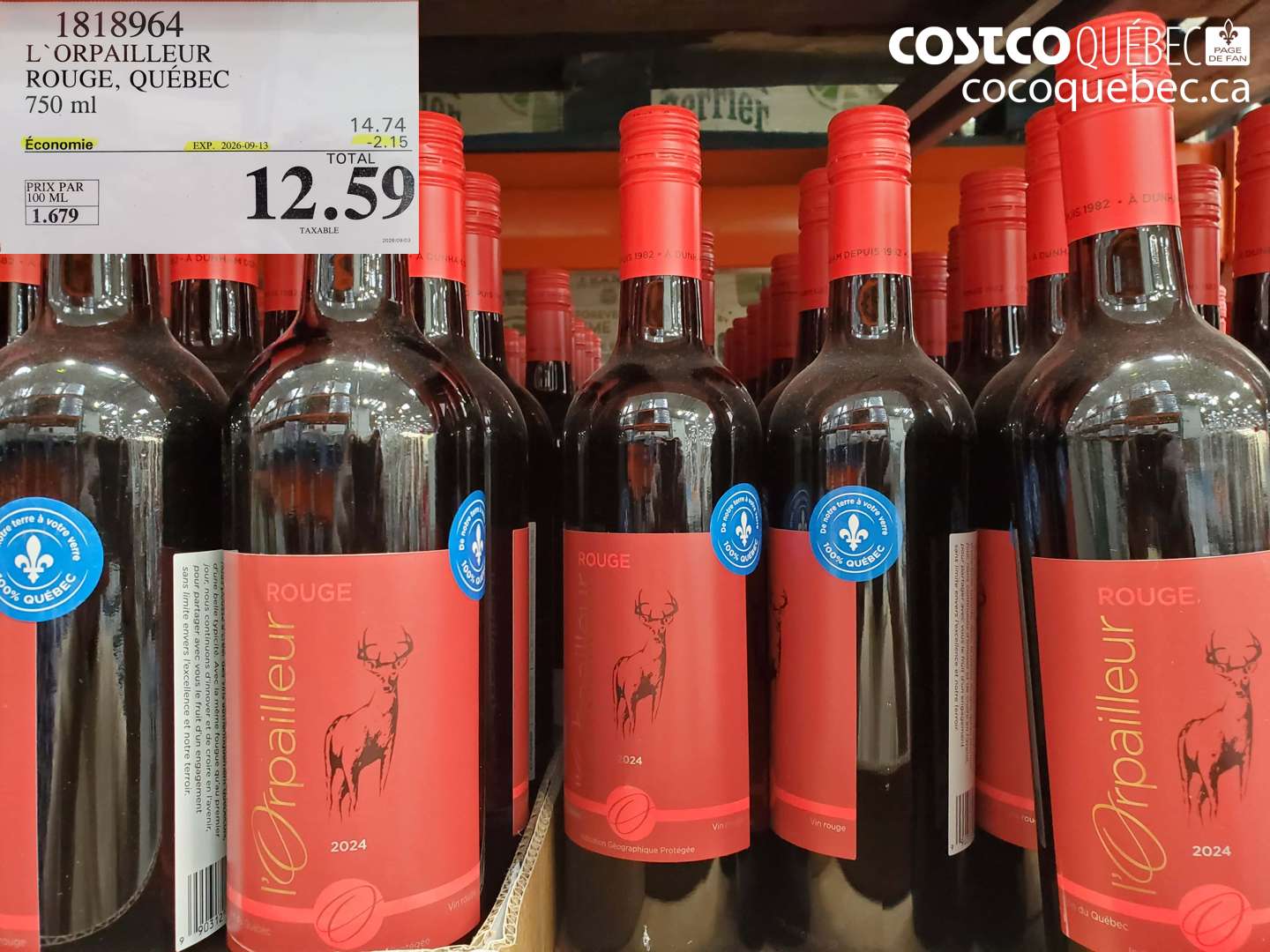 1818964 L’ORPAILLEUR ROUGE, QUÉBEC 750 ML ($2.15 INSTANT SAVINGS EXPIRES ON 2026-09-13) $12.59