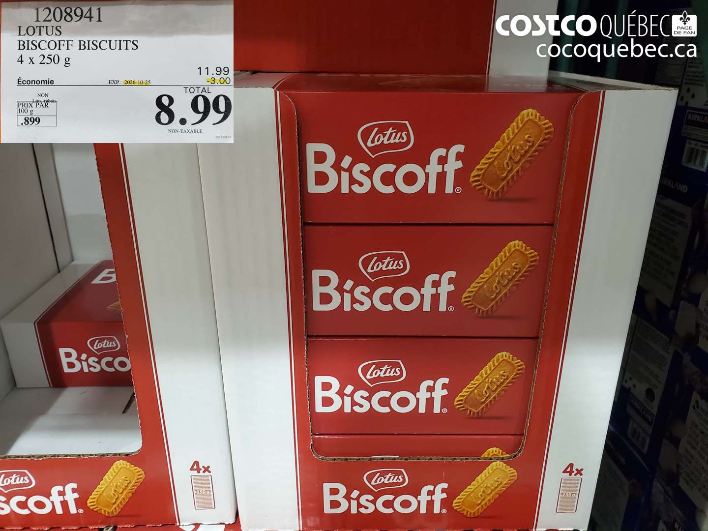 1208941 LOTUS BISCOFF BISCUITS 4 X 250 G ($3.00 INSTANT SAVINGS EXPIRES ON 2026-10-25) $8.99
