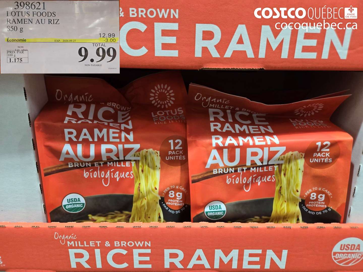 398621 LOTUS FOODS RAMEN AU RIZ ($3.00 INSTANT SAVINGS EXPIRES ON 2026-09-27) $9.99