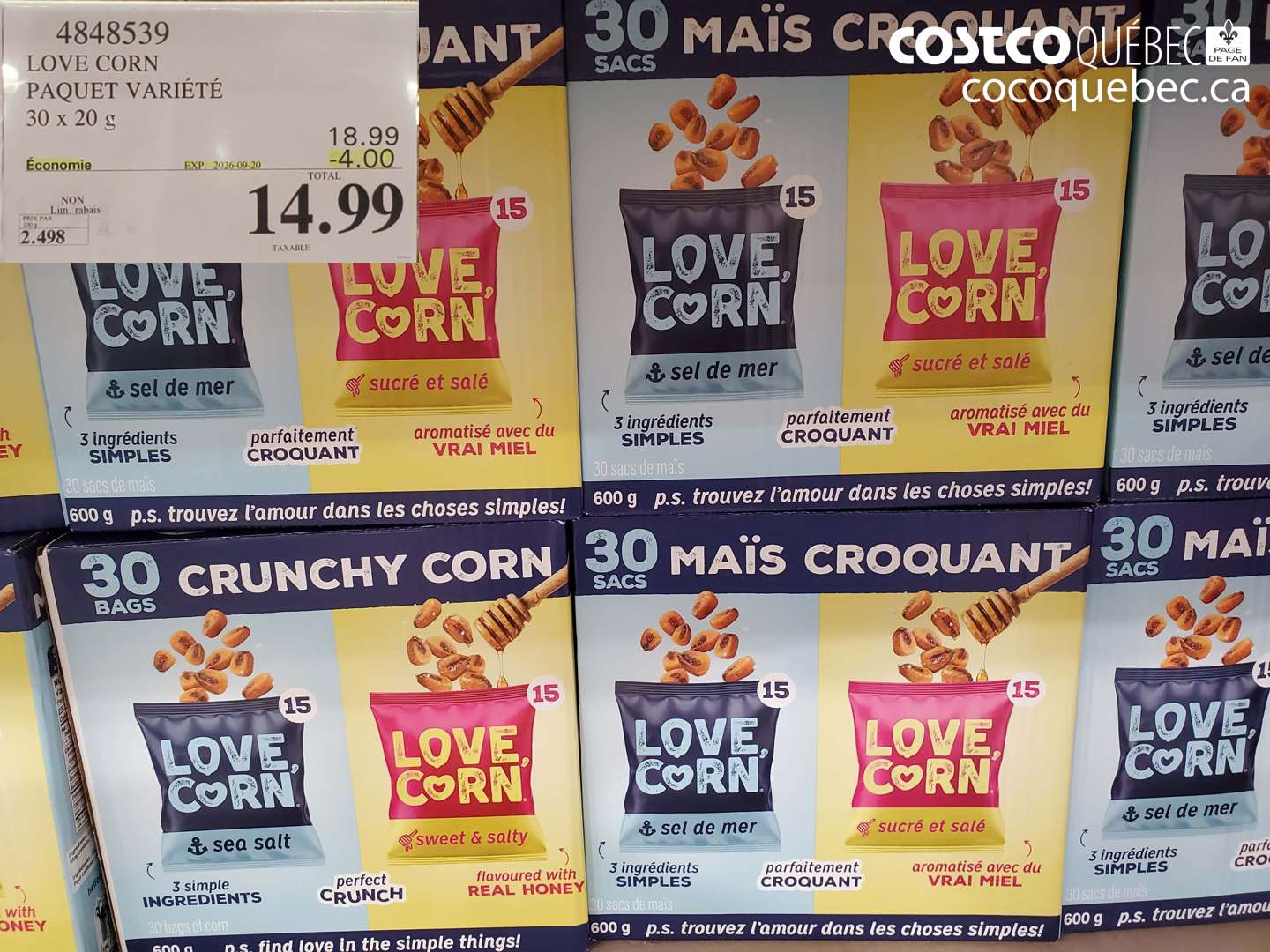 4848539 LOVE CORN PAQUET VARIÉTÉ ($4.00 INSTANT SAVINGS EXPIRES ON 2026-09-20) $14.99