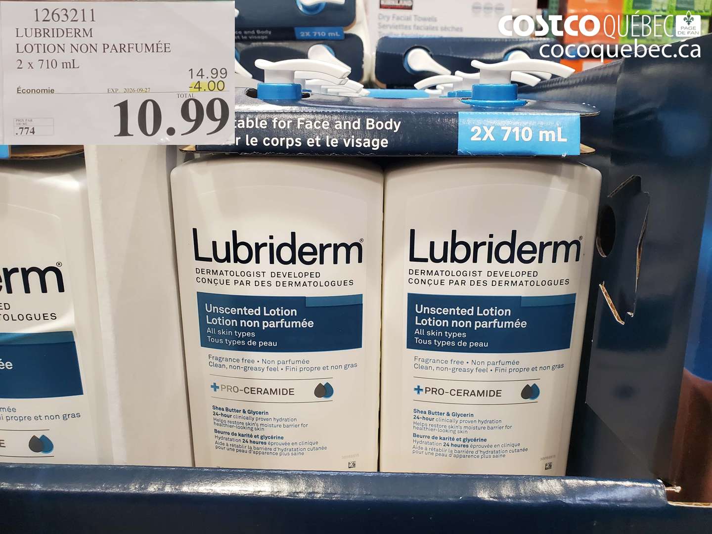 1263211 LUBRIDERM LOTION NON PARFUMÉE ($4.00 INSTANT SAVINGS EXPIRES ON 2026-09-27) $10.99