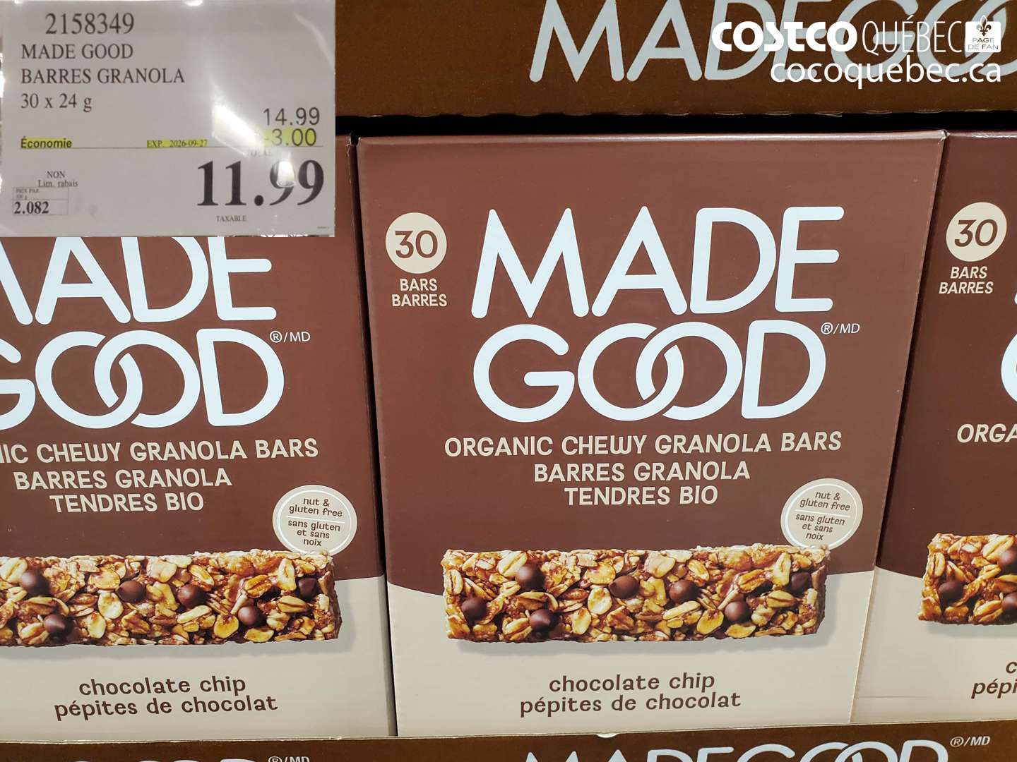 2158349 MADE GOOD BARRES GRANOLA ($3.00 INSTANT SAVINGS EXPIRES ON 2026-09-27) $11.99
