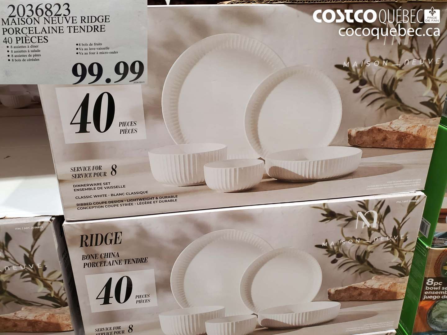 2036823 MAISON NEUVE RIDGE PORCELAINE TENDRE 40 PIÈCES $99.99