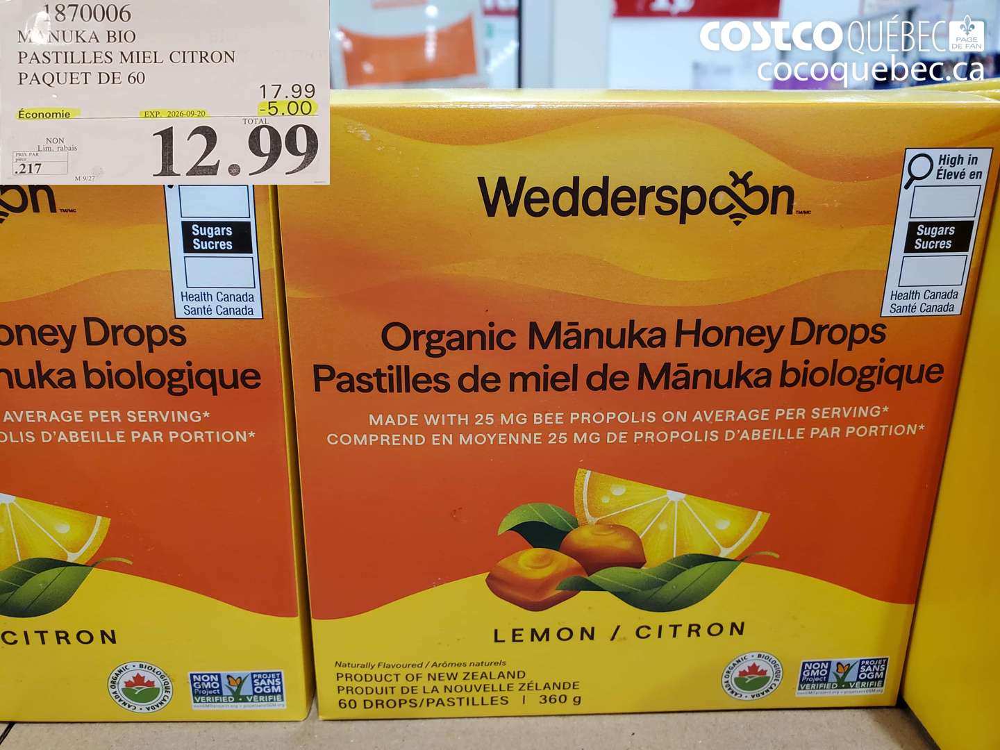 1870006 MANUKA BIO PASTILLES MIEL CITRON PAQUET DE 60 ($5.00 INSTANT SAVINGS EXPIRES ON 2026-09-20) $12.99