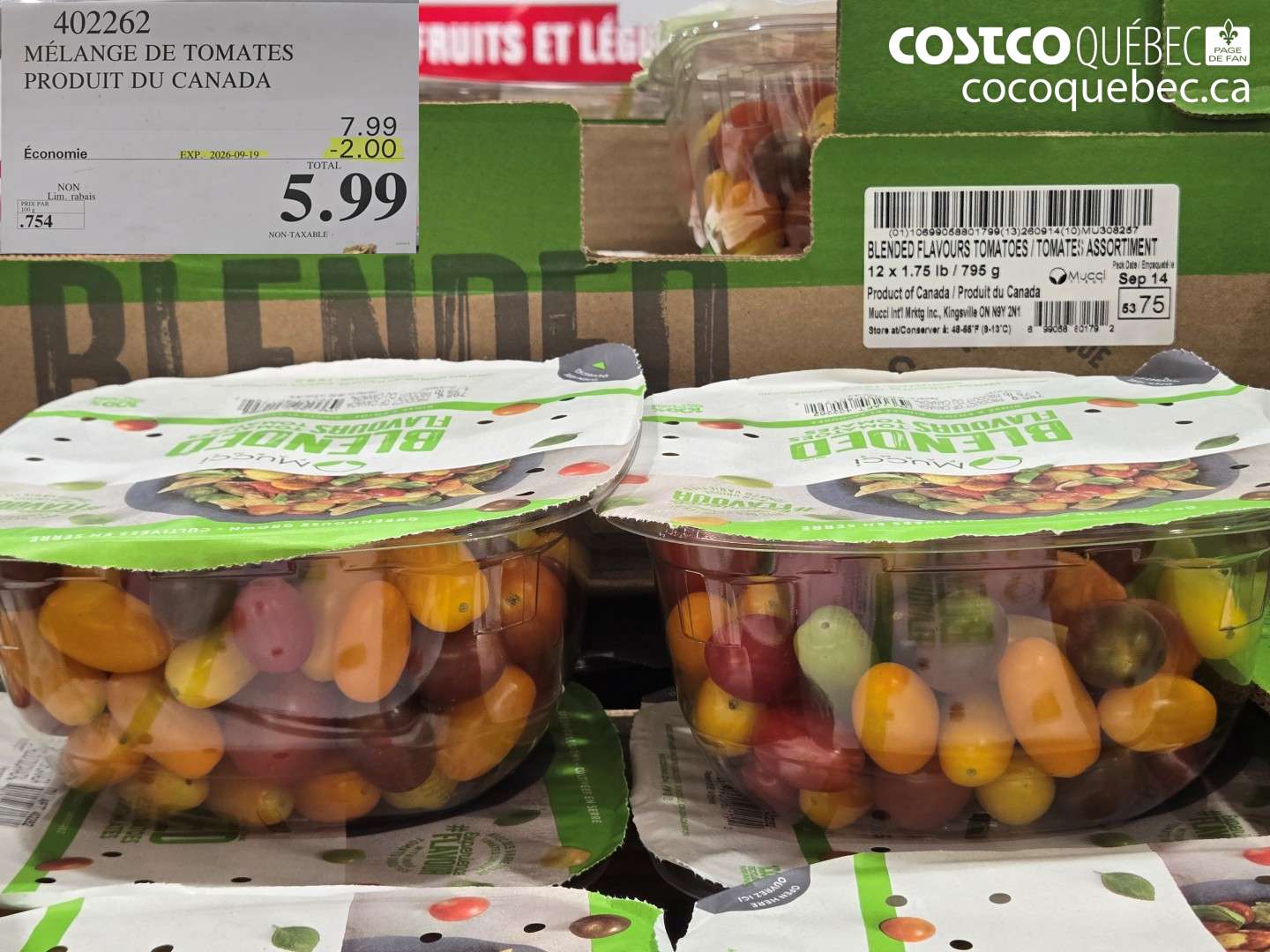 402262 MÉLANGE DE TOMATES PRODUIT DU CANADA ($2.00 INSTANT SAVINGS EXPIRES ON 2026-09-19) $5.99