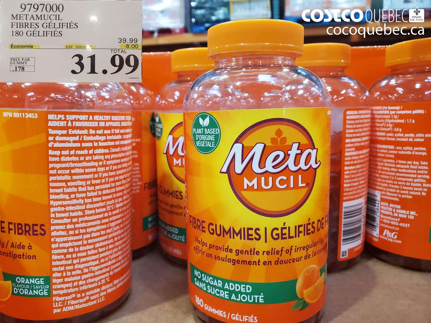 9797000 METAMUCIL FIBRES GÉLIFIÉES 180 GÉLIFIÉES ($8.00 INSTANT SAVINGS EXPIRES ON 2026-09-27) $31.99