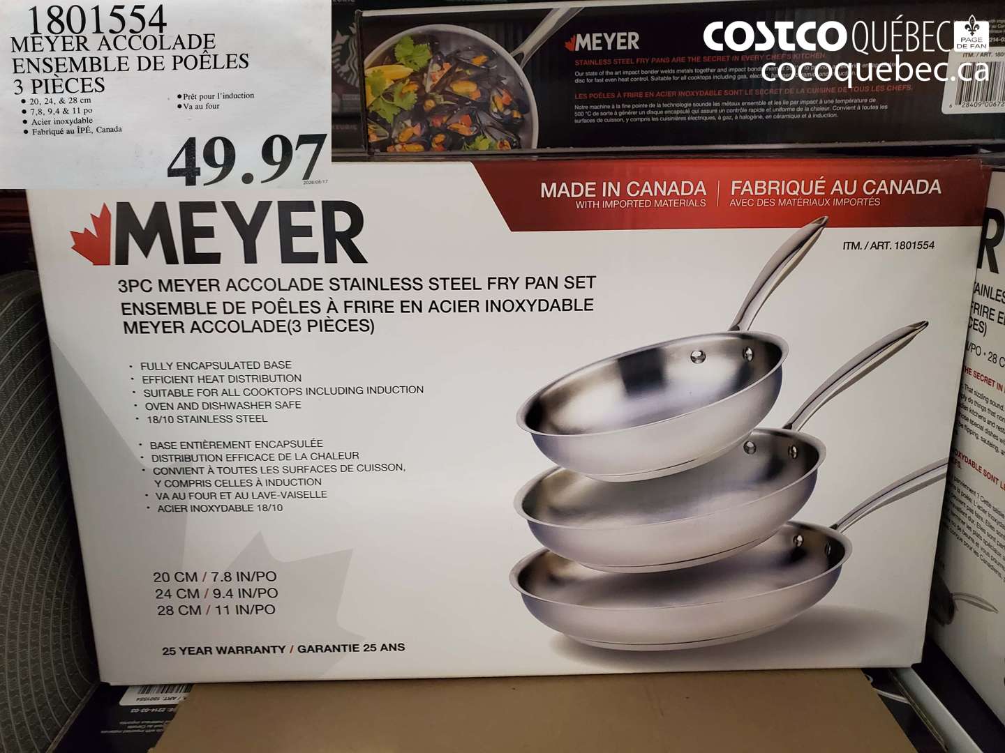 1801554 MEYER ACCOLADE ENSEMBLE DE POÊLES 3 PIÈCES $49.97