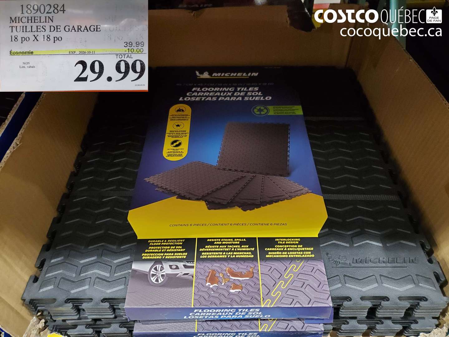 1890284 MICHELIN TUILLES DE GARAGE 18 PO X 18 PO ($10.00 INSTANT SAVINGS EXPIRES ON 2026-10-11) $29.99