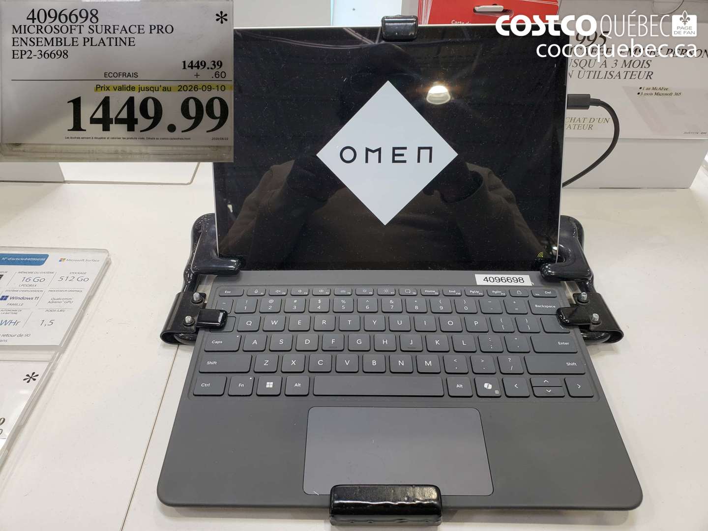 4096698 MICROSOFT SURFACE PRO ENSEMBLE PLATINE EP2-36698 (EXPIRES ON 2026-09-10) $1449.99