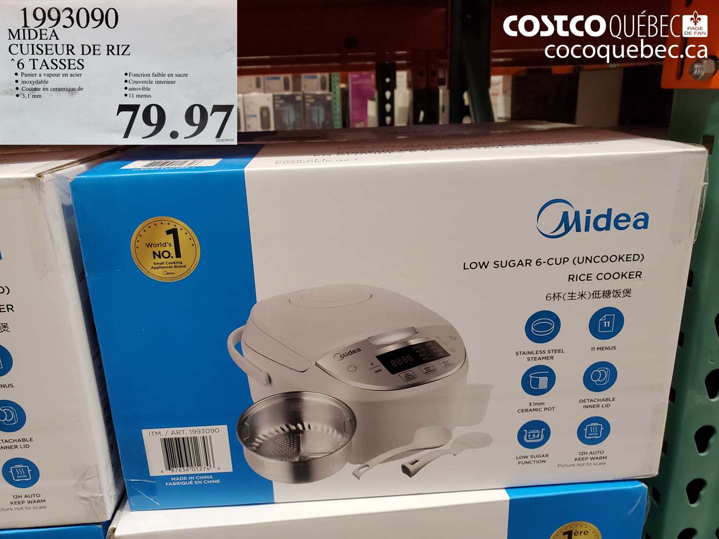 1993090 MIDEA CUISEUR DE RIZ 6 TASSES $79.97