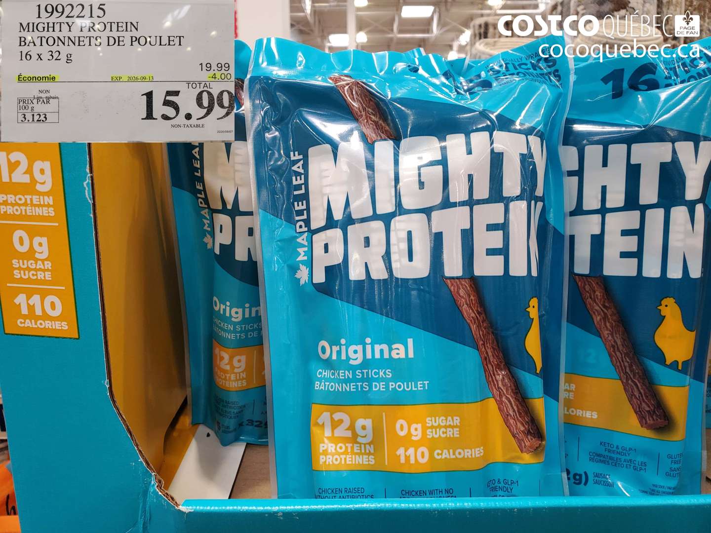 1992215 MIGHTY PROTEIN BATONNETS DE POULET ($4.00 INSTANT SAVINGS EXPIRES ON 2026-09-13) $15.99