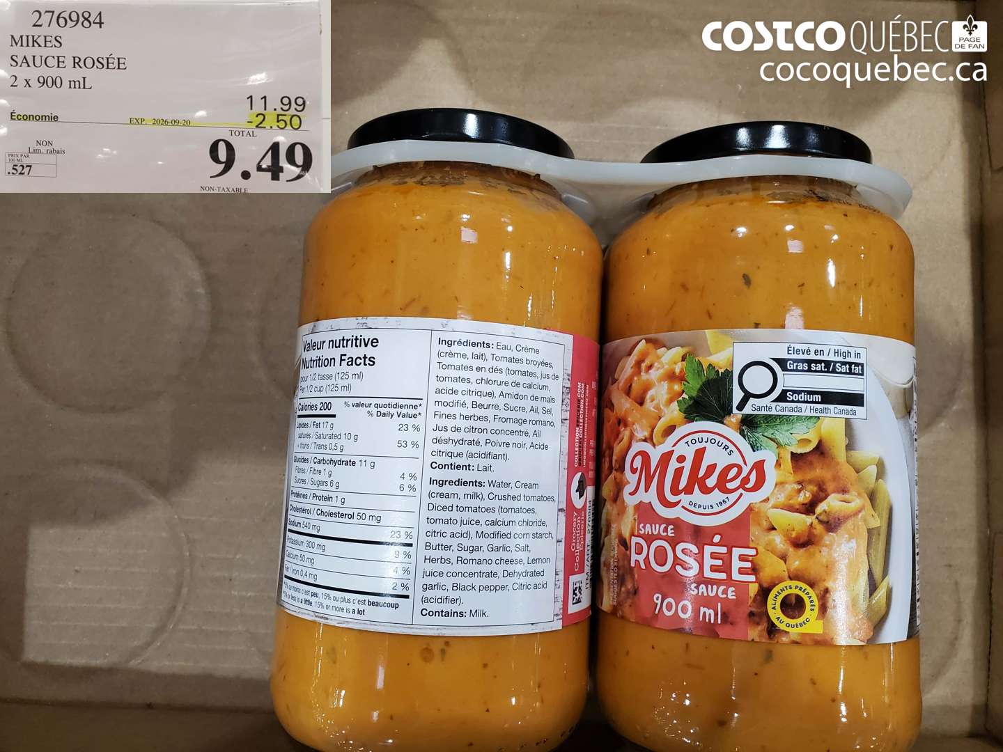 276984 MIKES SAUCE ROSÉE ($2.50 INSTANT SAVINGS EXPIRES ON 2026-09-20) $9.49