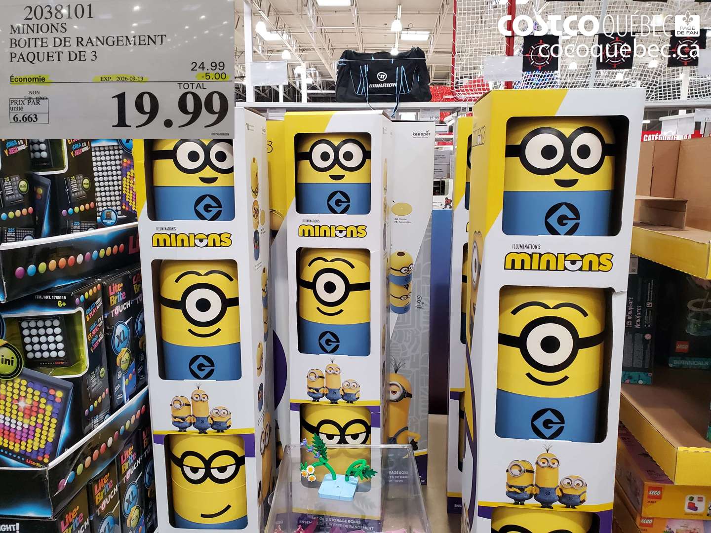 2038101 MINIONS BOITE DE RANGEMENT PAQUET DE 3 ($5.00 INSTANT SAVINGS EXPIRES ON 2026-09-13) $19.99