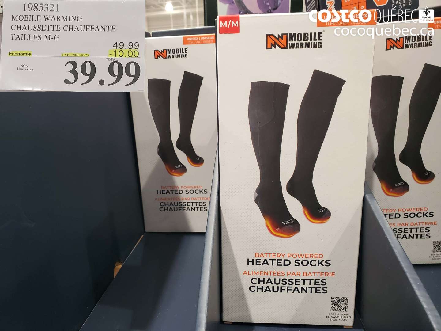1985321 MOBILE WARMING CHAUSSETTE CHAUFFANTE TAILLES M-G ($10.00 INSTANT SAVINGS EXPIRES ON 2026-10-25) $39.99