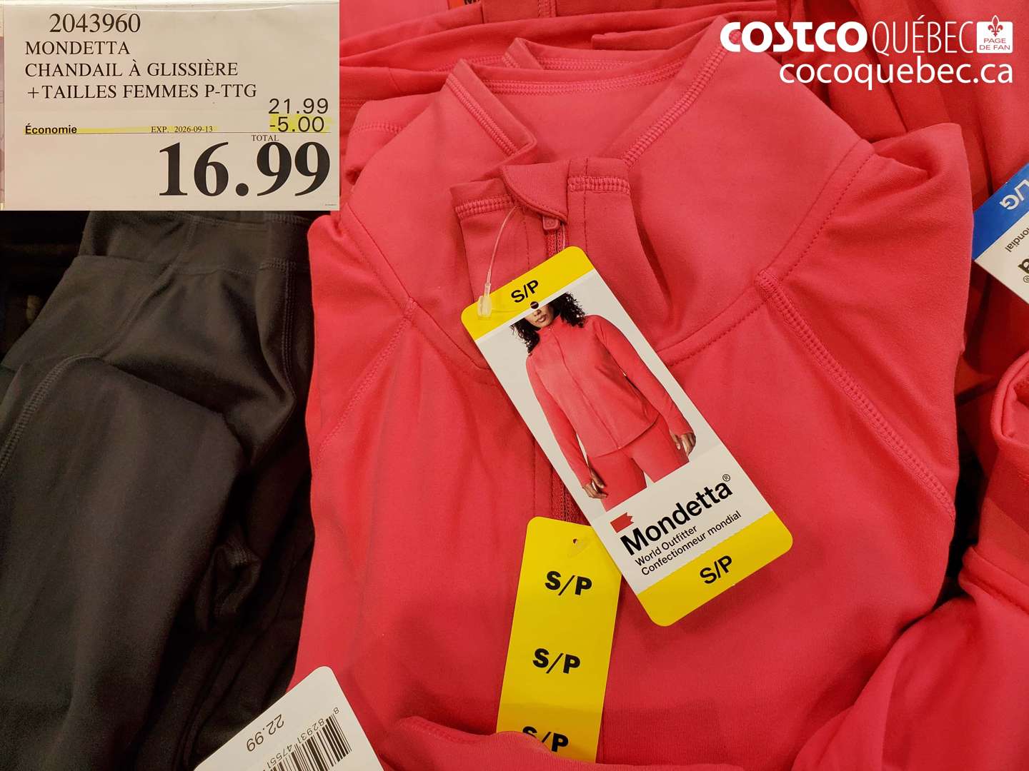 2043960 MONDETTA CHANDAIL À GLISSIÈRE +TAILLES FEMMES P-TTG ($5.00 INSTANT SAVINGS EXPIRES ON 2026-09-13) $16.99