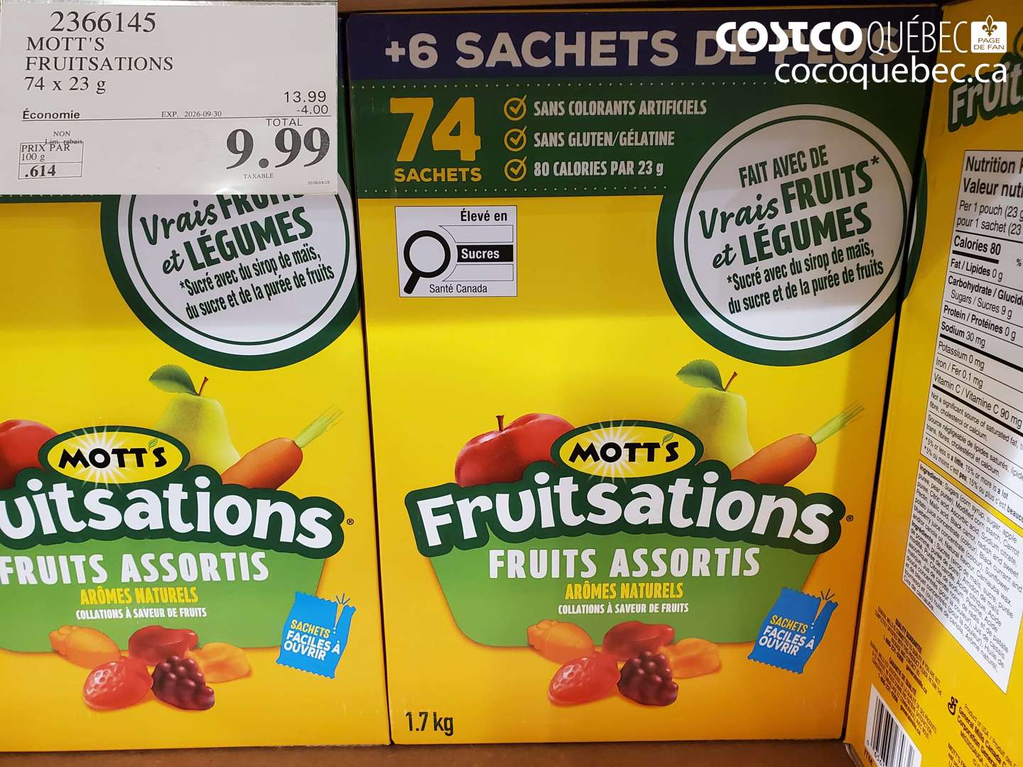2366145 MOTT'S FRUITSATIONS 74 X 23 G ($4.00 INSTANT SAVINGS EXPIRES ON 2026-09-30) $9.99