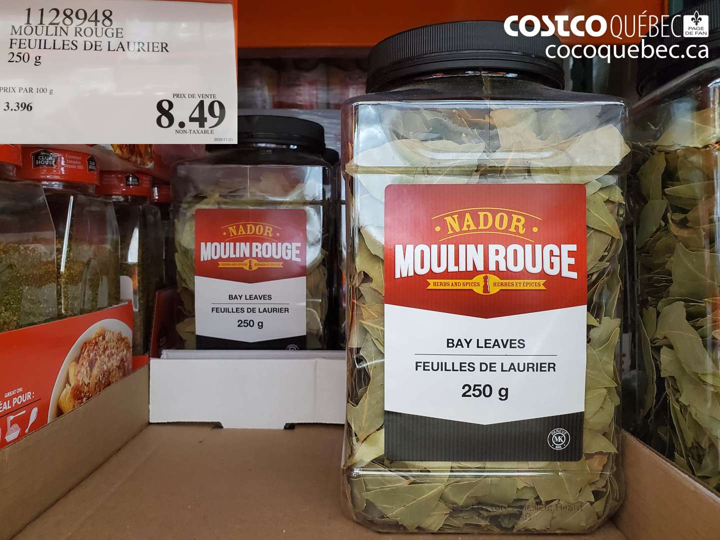 1128948 MOULIN ROUGE FEUILLES DE LAURIER 250 G $8.49