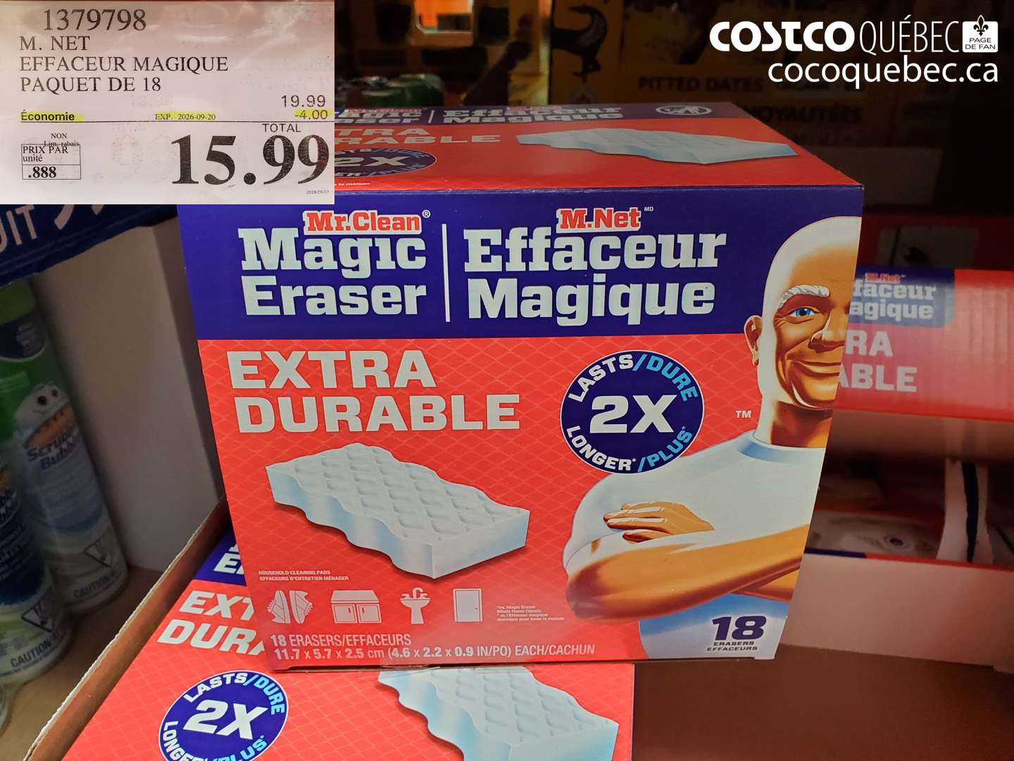 1379798 M. NET EFFACEUR MAGIQUE PAQUET DE 18 ($4.00 INSTANT SAVINGS EXPIRES ON 2026-09-20) $15.99