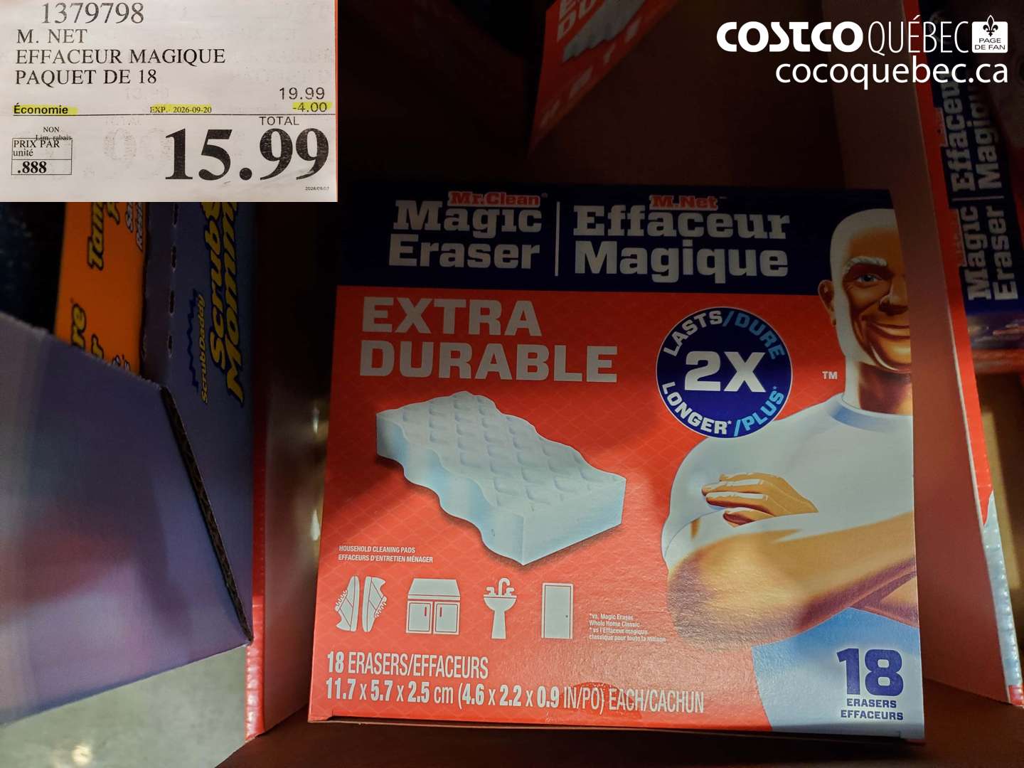 1379798 M. NET EFFACEUR MAGIQUE PAQUET DE 18 ($4.00 INSTANT SAVINGS EXPIRES ON 2026-09-20) $15.99