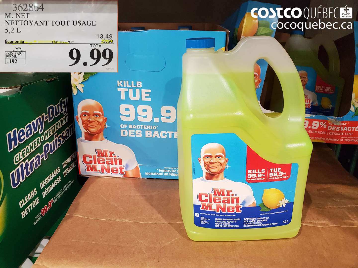 362864 M. NET NETTOYANT TOUT USAGE 5.2 L ($3.50 INSTANT SAVINGS EXPIRES ON 2026-09-27) $9.99