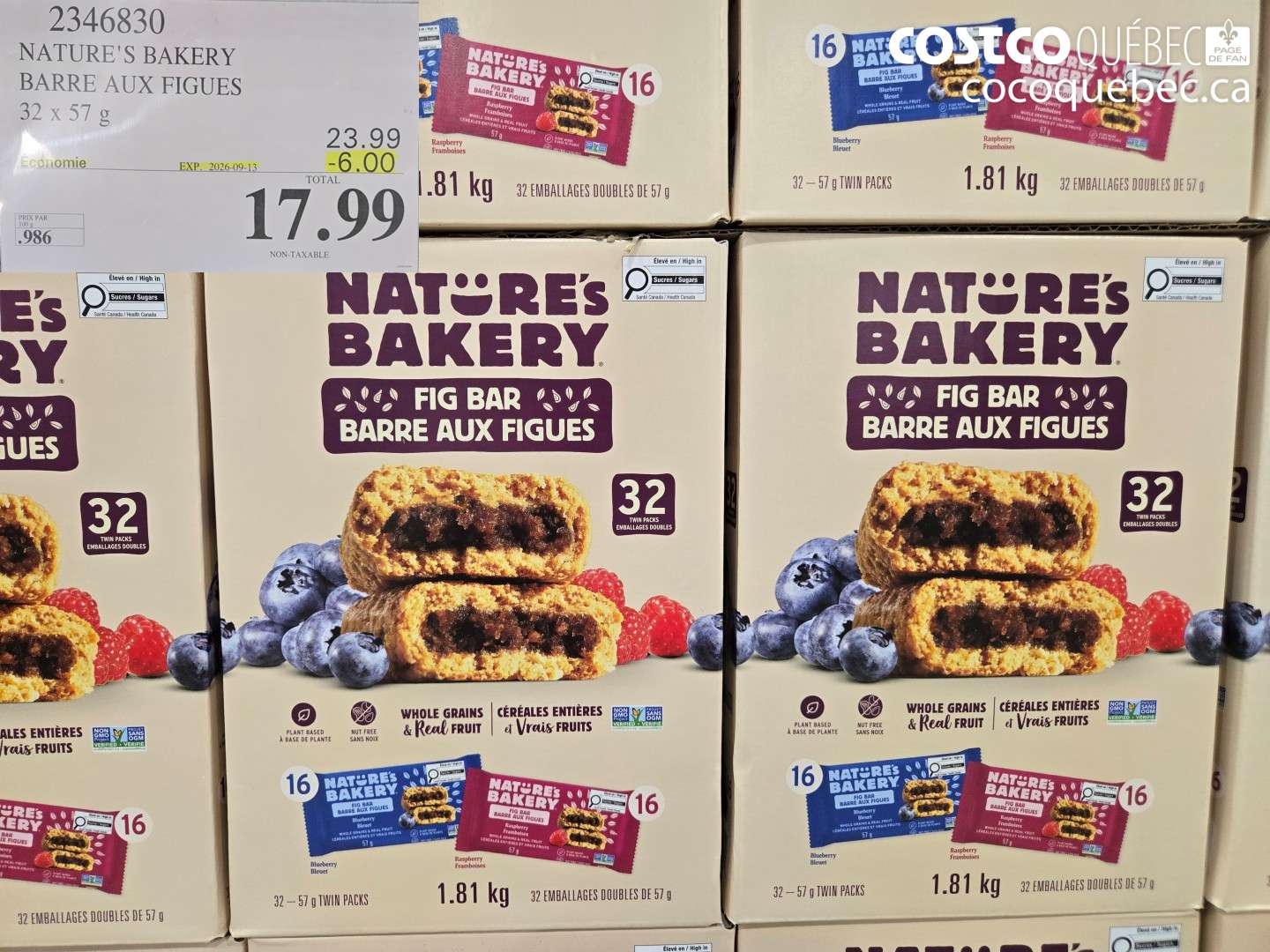 2346830 NATURE'S BAKERY BARRE AUX FIGUES ($6.00 INSTANT SAVINGS EXPIRES ON 2026-09-13) $17.99