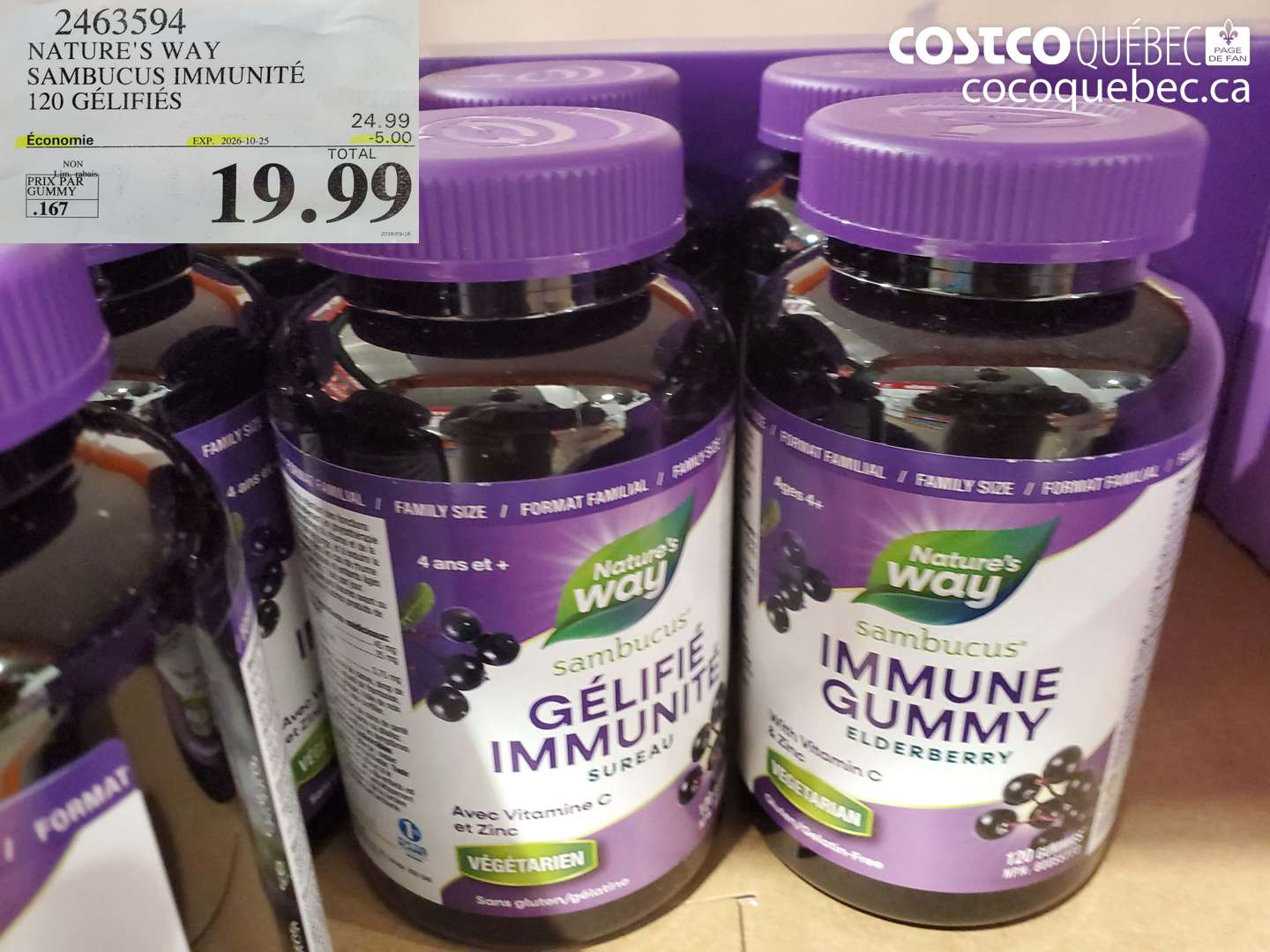 2463594 NATURE'S WAY SAMBUCUS IMMUNITÉ 120 GÉLIFIÉS ($5.00 INSTANT SAVINGS EXPIRES ON 2026-10-25) $19.99