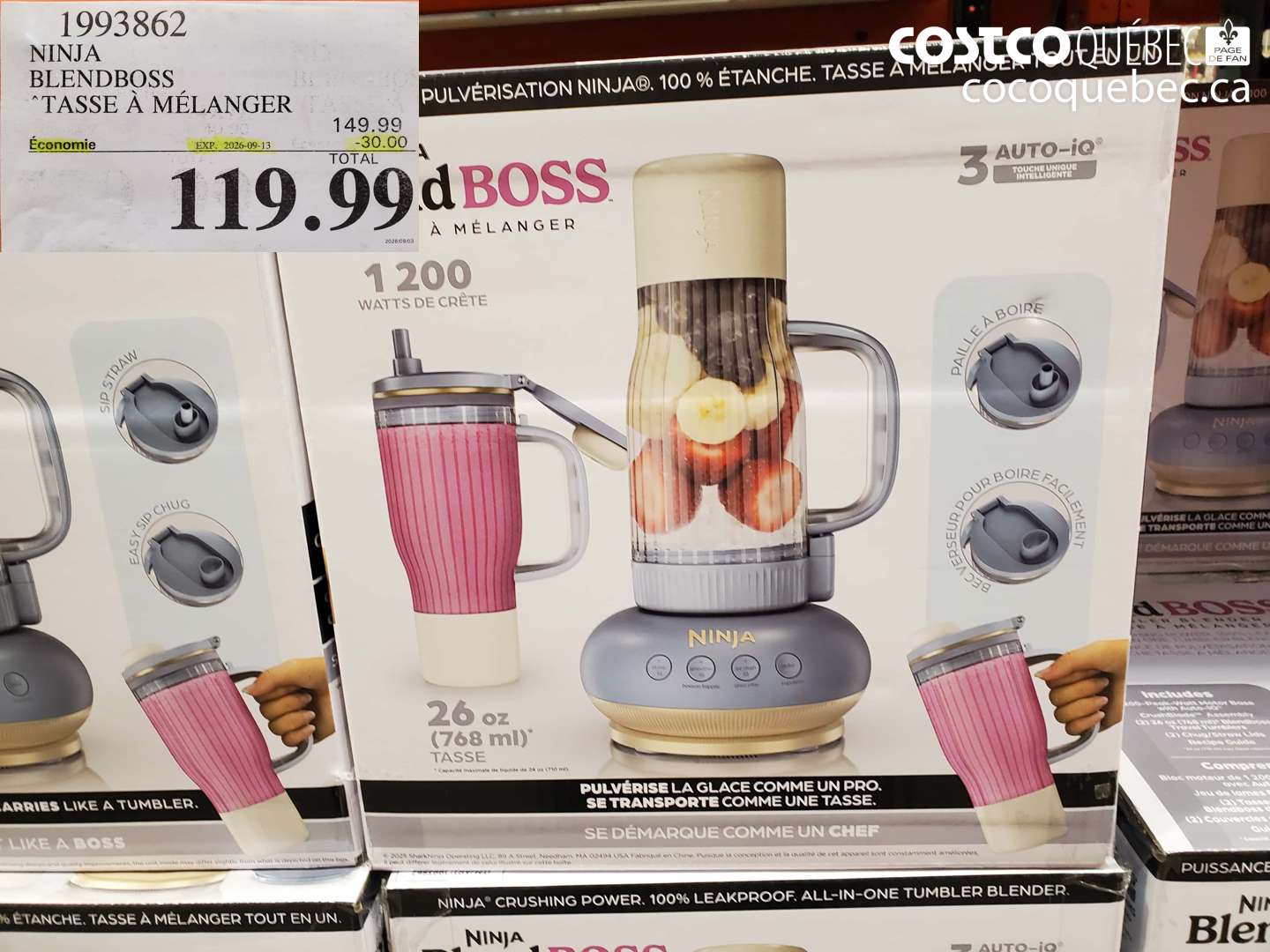 1993862 NINJA BLENDBOSS TASSE À MÉLANGER ($30.00 INSTANT SAVINGS EXPIRES ON 2026-09-13) $119.99