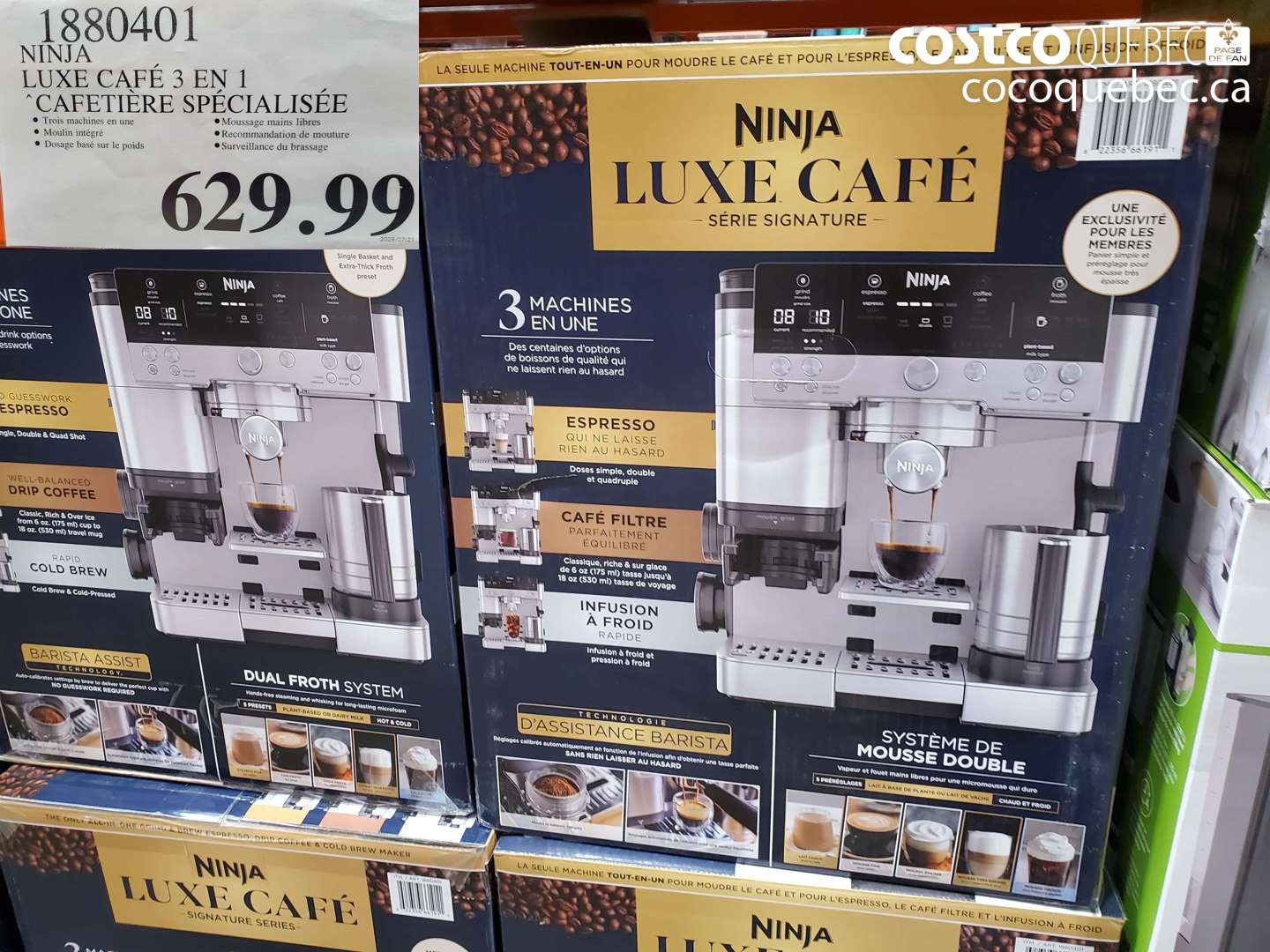 1880401 NINJA LUXE CAFÉ 3 EN 1 CAFETIÈRE SPÉCIALISÉE $629.99