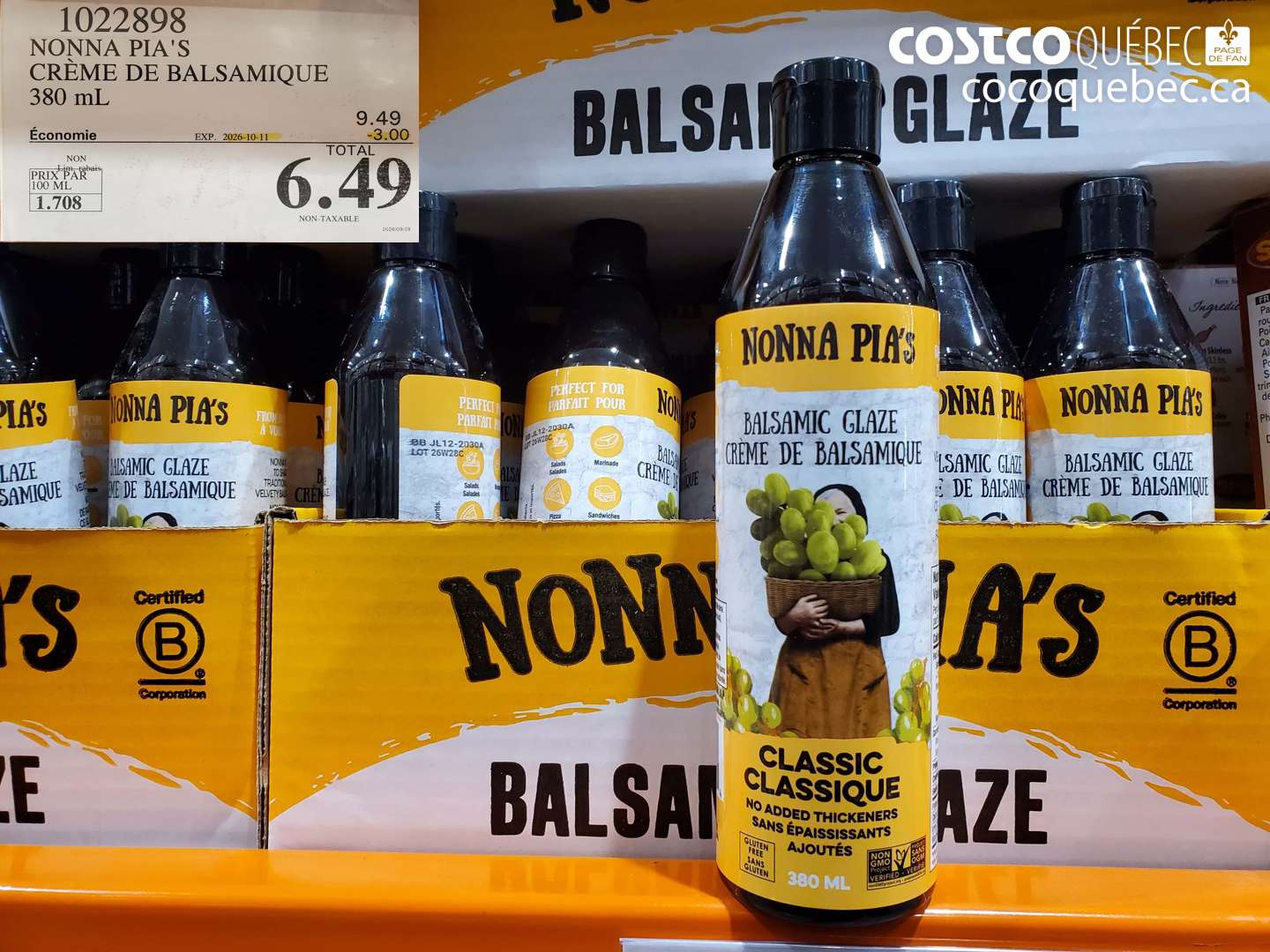 1022898 NONNA PIA'S CRÈME DE BALSAMIQUE 380 ML ($3.00 INSTANT SAVINGS EXPIRES ON 2026-10-11) $6.49